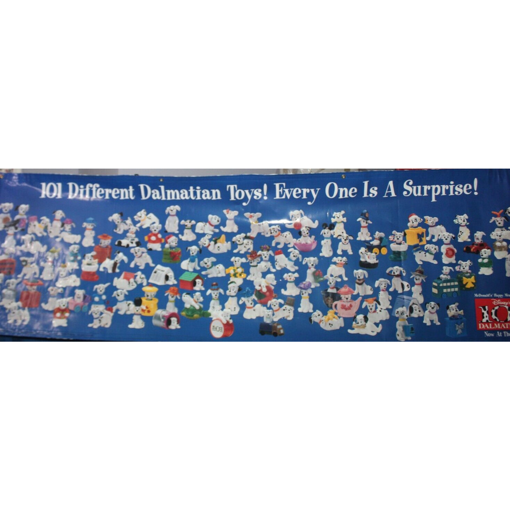 McDonald's 1996 Indoor Outdoor 30 x 97 Disney 101 Dalmatians Toys Plastic Banner